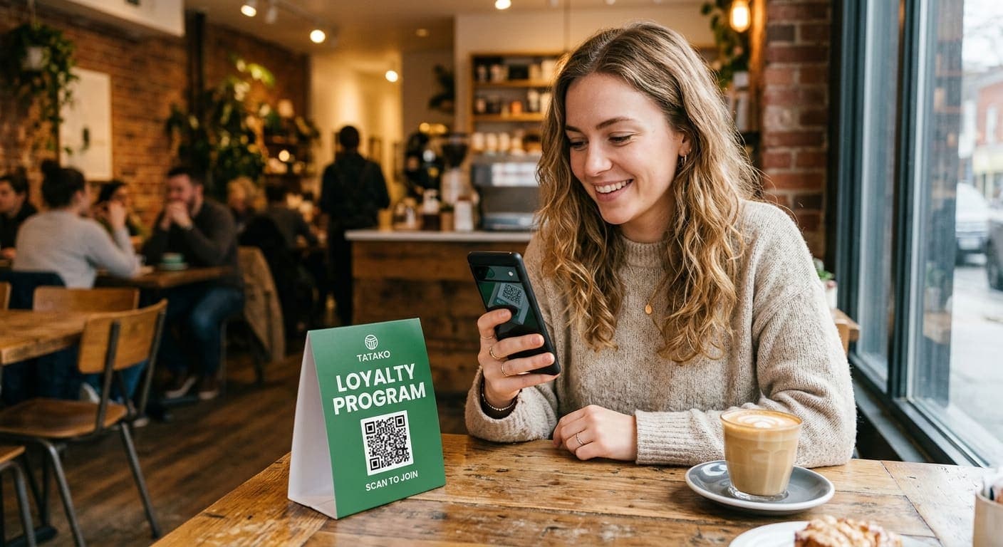 Customer joining a digital loyalty program by scanning a QR code — no app download needed